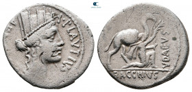 A. Plautius 55 BC. Rome. Denarius AR