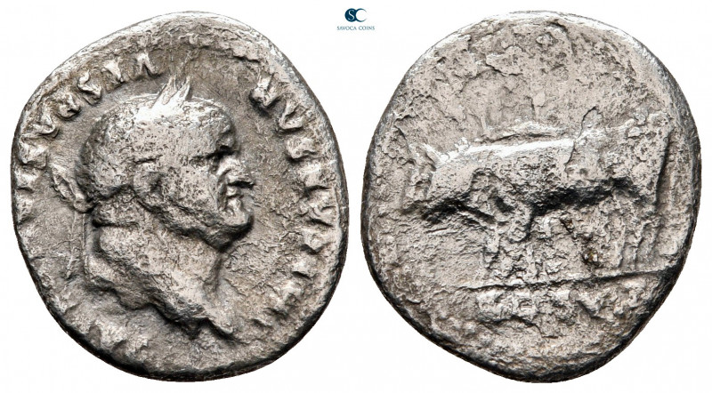 Vespasian AD 69-79. Rome
Denarius AR

19 mm, 2,55 g



fine