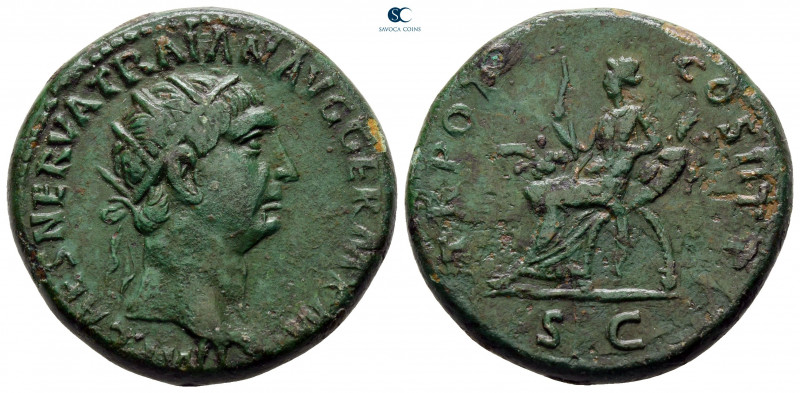 Trajan AD 98-117. Rome
Dupondius Æ

28 mm, 14,37 g



very fine