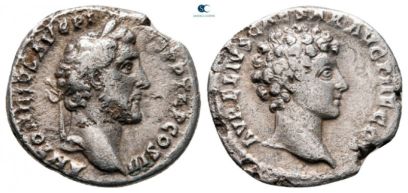 Antoninus Pius with Marcus Aurelius, as Caesar AD 138-161. Rome
Denarius AR

...