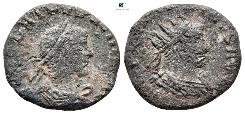 Aurelian and Vabalathus AD 270-275. Antioch
Antoninianus Æ

16 mm, 1,88 g

...