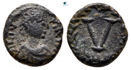 Justinian I AD 527-565. Uncertain mint in Sicily. Pentanummium Æ