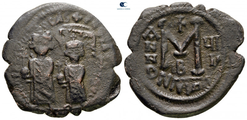 Heraclius with Heraclius Constantine AD 610-641. Nikomedia
Follis or 40 Nummi Æ...