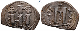 Heraclius, with Martina and Heraclius Constantine AD 610-641. Cyprus. Follis or 40 Nummi Æ