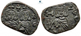 Constantine V Copronymus, with Leo IV and Leo III AD 741-775. Syracuse. Follis Æ