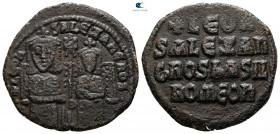Leo VI with Alexander AD 886-912. Constantinople. Follis or 40 Nummi Æ