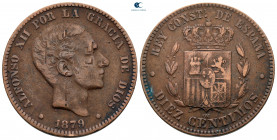Spain. Alfonso XII AD 1874-1885. 10 centimos CU