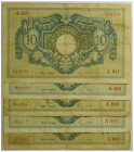 Somalia Italiana, 10 Somali 1950, firma Cincimino-Giannini, lotto di 5 biglietti MB-BB