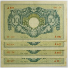 Somalia Italiana, 10 Somali 1950, firma Cincimino-Inserra, lotto di 4 biglietti BB