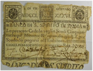 Pio VI, Banco di Santo Spirito di Roma (Papal States), 55 Scudi 1786, SP-manca PS-429, inedita e unica, B