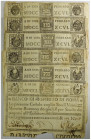 Pio VI, Banco di Santo Spirito di Roma (Papal States), tagli da 9, 10, 11, 19, 20, 20 Scudi, PS-383-384-385-393-394-394, lotto di 6 biglietti MB