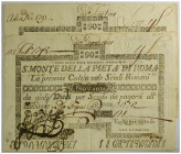 Pio VI, Sacro Monte della Pietà di Roma (Papal States), 2 biglietti da 90 Scudi 1797 con bollatura di Scopoli, SM-56S PS-356, RRRR, q.BB e BB+