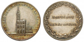 Maria Luigia, medaglia a ricordo dell’entrata di Maria Luigia d’Austria in Francia 1810, Ag mm 32 g 12,87 bella patina iridescente, SPL-FDC