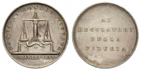 Gran Ducato di Toscana, medaglia della Banca Nazionale Toscana ai regolatori della fiducia 1857, Rara Ag mm 32 g 20,14 SPL