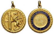 Genova , medaglia premio coppa Carmelihc 1928 della società di tiro ai piccioni, opus Johnson, RRR Au mm 33 g 19,00 migliore di SPL