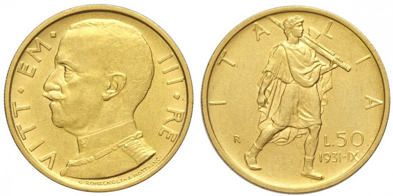 50 Lire 1931 anno IX, Au mm 20,5 SPL