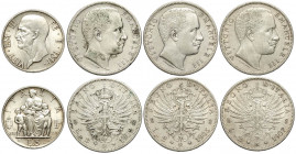 Serie 5 Lire 1926-1937 (7 pezzi il 1937 è q.FDC), 2 Lire 1902 (MB-BB), 2 Lire 1905 (BB), 2 Lire 1907 (BB-SPL), lotto di 10 monete