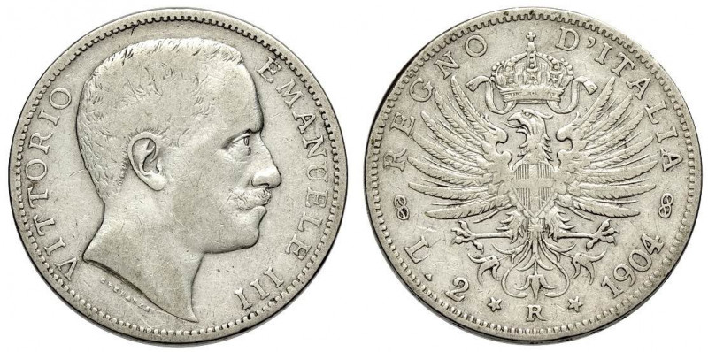 2 Lire 1904, RR Ag mm 27 MB-BB