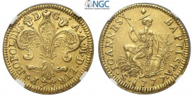 Firenze, Pietro Leopoldo di Lorena, Ruspone da 3 Zecchini 1777, Rara Au mm 27 in Slab NGC AU58