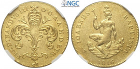 Firenze, Ferdinando III di Lorena, Ruspone 1816, Non comune Au mm 27 in Slab NGC MS60 (secondo Best Grade of NGC)
