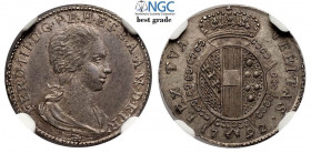 Firenze, Ferdinando III di Lorena, Mezzo Paolo da 4 Crazie 1792, Ag mm 18 rara in questa qualità con bellissima patina, in Slab NGC MS64 (Best Grade o...