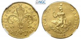 Firenze, Leopoldo II di Lorena, Ruspone da 3 Zecchini 1824, Rara Au mm 27 in Slab NGC AU58