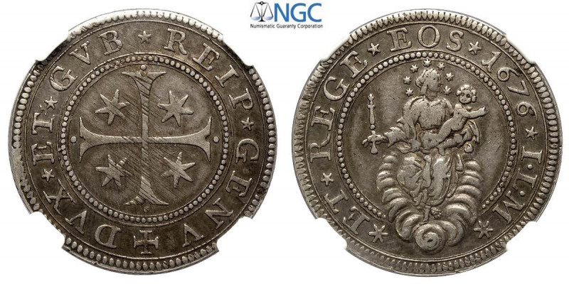 Genova, Repubblica, Mezzo Scudo stretto 1676-ILM coniato al torchio, contorno co...