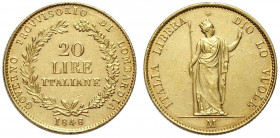 Milano, Governo Provvissorio, 20 Lire 1848, RR Au mm 21 SPL