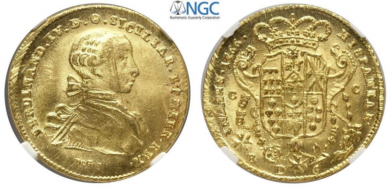 Napoli, Ferdinando IV di Borbone, Oncia napoletana da 6 Ducati 1766, Au mm 26,5 ...