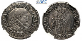Roma, Giulio II (1503-1513), Giulio, RRR Mun-24 Ag mm 27 g 3,95 in Slab NGC XF-plugged