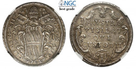 Roma, Clemente XII (1730-1740), Mezza Piastra anno IV, Ag mm 36 di alta conservazione, in Slab NGC MS63 (Best Grade of NGC)