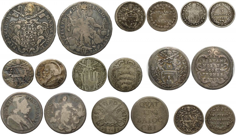 Stato Pontificio, Giulio 1702 (traccia di appiccagnolo), Grosso 1737, Grosso ann...