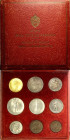 Vaticano, Pio XI, Serie 1929 (9) con oro in box originale di colore rosso, q.FDC-FDC