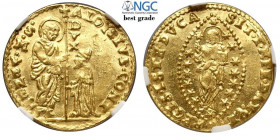 Venezia, Alvise Contarini (1676-1684), Zecchino, Au mm 21 g 3,48 alta conservazione, in Slab NGC MS64 (Best Grade of NGC)