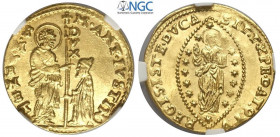 Venezia, Marcantonio Giustinian (1684-1688), Zecchino, Au mm 21 alta conservazione, in slab NGC MS64