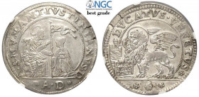 Venezia, Marcantonio Giustinian (1684-1688), Ducato sigle AD, Ag mm 40 ottimo esemplare, in slab NGC MS61 (Best Grade of NGC)