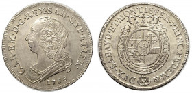 Savoia, Carlo Emanuele III, Mezzo Scudo 1758, Rara Ag mm 37 buon SPL