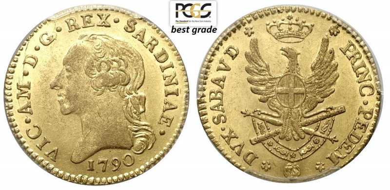 Savoia, Vittorio Amedeo III, Doppia nuova 1790, Rara Au mm 25 conservazione ecce...