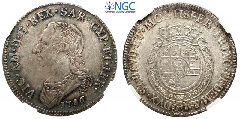 Savoia, Vittorio Amedeo III, Mezzo Scudo 1786, Rara MIR 988m (indicato R2) Ag mm...