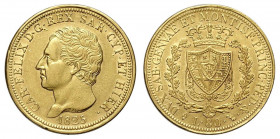 Savoia, Carlo Felice, 80 Lire 1825 Torino, Au mm 33 colpetti al bordo, BB-SPL