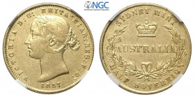 Australia, Victoria, Half Sovereign 1857 Sydney, Au mm 19 in Slab NGC XF45