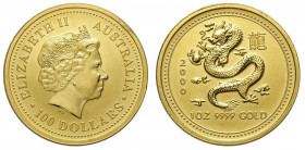Australia, Elizabeth II, 100 Dollars 2000, KM-528 Au mm 32.1 (1 OZ), colpetto al bordo, FDC