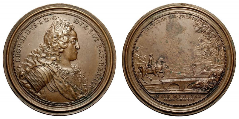 Austria, Leopold I of Lorena, medal for the reconstruction of the bridges on the...