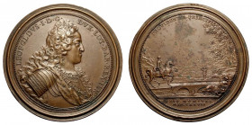 Austria, Leopold I of Lorena, medal for the reconstruction of the bridges on the road to Toul 1727, Rara Br mm 64 g 94,56 BB-SPL