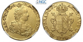 Austrian Netherlands, Maria Theresa, 2 Souverain d'or 1750 Antwerp, Au mm 27 g 11,06 in Slab NGC AU55