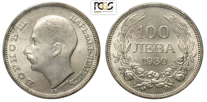 Bulgaria, Boris III, 100 Leva 1930, Ag mm 34 in Slab PCGS MS63+