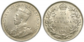 Canada, George V, 25 Cents 1921, Ag mm 24 leggermente pulita ma di gran conservazione, q.FDC