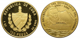 Cuba, Republic, 100 Pesos 1996, KM-920 Au mm 38 (1 OZ), Proof