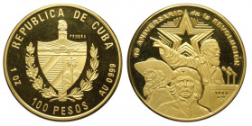 Cuba, Republic, Gold Pattern 100 Pesos 1999, Au mm 38 (1 OZ), Proof
