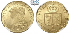 France, Louis XVI, 2 Louis d'or 1786-I Limoges, Au mm 28 conservazione eccezionale, in Slab NGC MS65 (best grade of NGC)